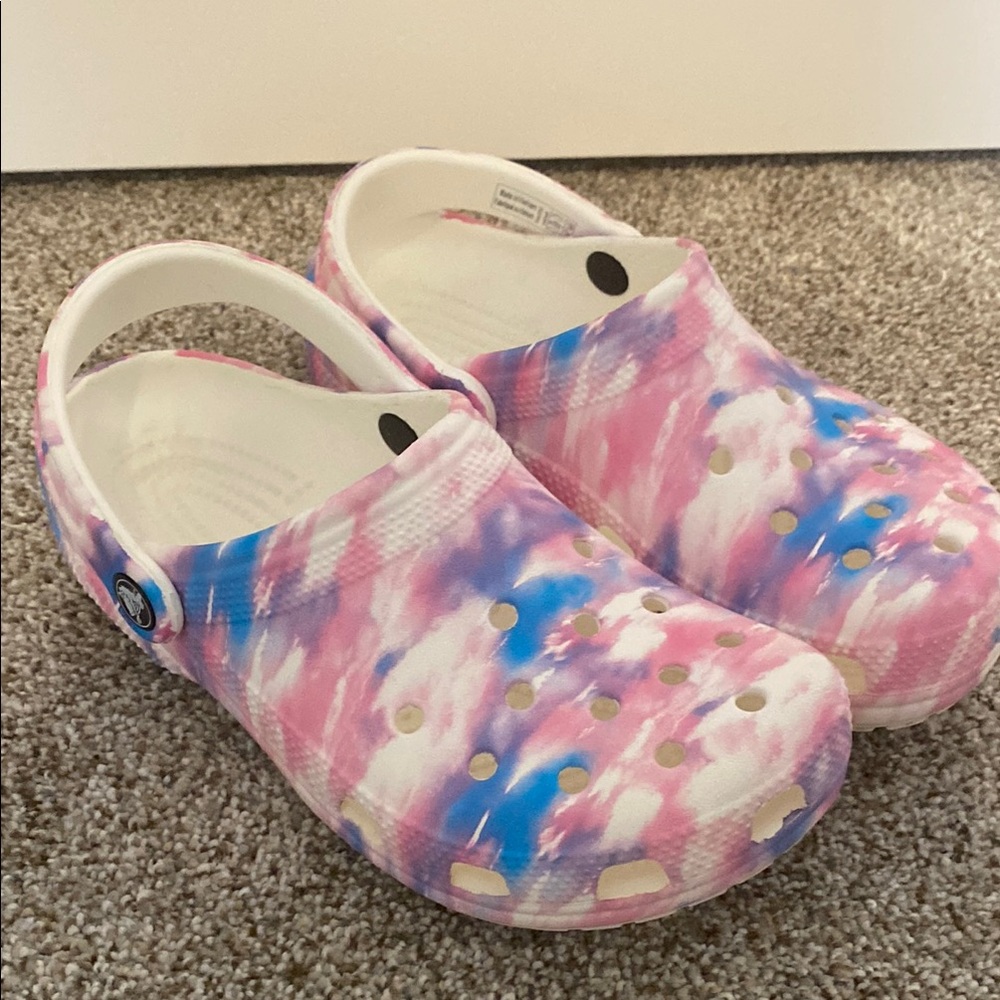 CROCS Pink and Blue Water Shoes with Perforated Design